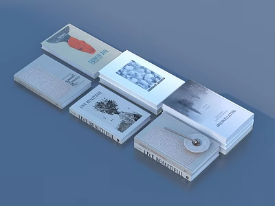 Books and Magazines With Various Cover Designs Featuring Natural Scenery And Abstract Patterns 3d model