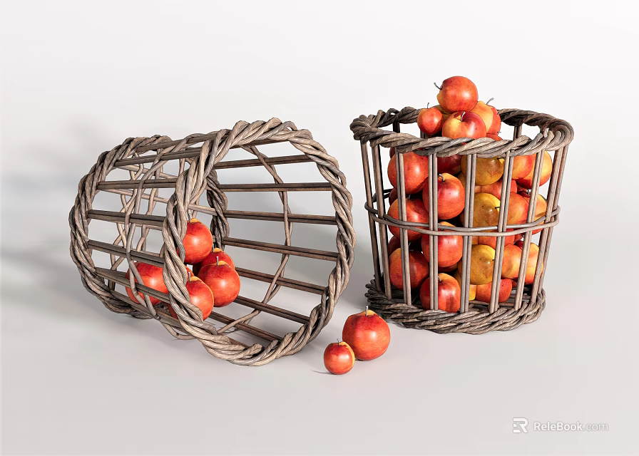 Woven Storage Baskets Filled With Fresh Cherry Tomatoes Some Scattered Nearby 3d model 