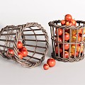 Nordic Storage Basket Ornaments Bamboo Basket Plant Bamboo House Dirty Clothes Basket Apple Fruit 3d model