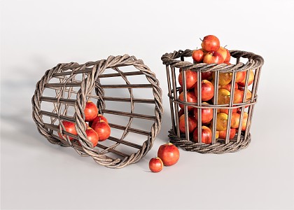 Nordic Storage Basket Ornaments Bamboo Basket Plant Bamboo House Dirty Clothes Basket Apple Fruit 3d model