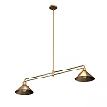 Modern Brass Conical Pendant Lights With Hanging Metal Rods And Multiple Shades