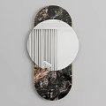 Oval Wall Mounted Mirror With Blue And White Marble Frame Modern Design 3d model