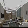Elegant Hotel Guest Room Interior With Comfortable Bed Sofa And Modern TV Decorative Painting