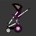 BabyJoy Purple Stroller with Sunshade Canopy White Frame Large Wheels Modern Design