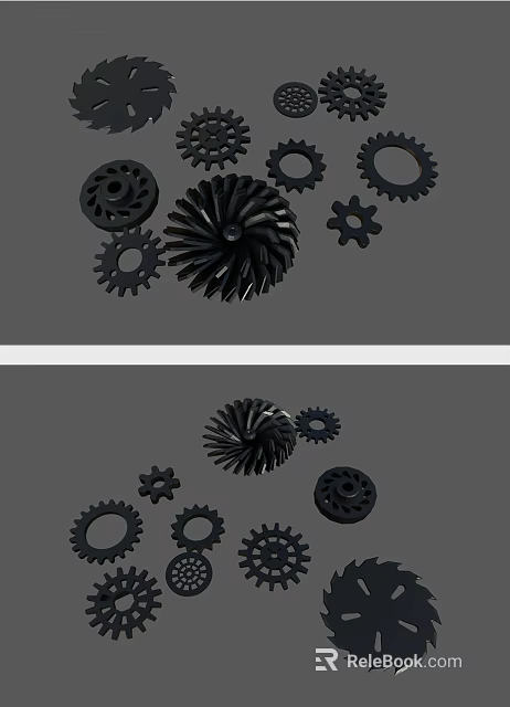Mechanical Hardware Tools Featuring Helical Gears And Assorted Size Gear Components 3d model 
