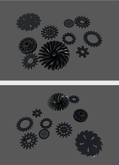 Mechanical Hardware Tools Featuring Helical Gears And Assorted Size Gear Components 3d model