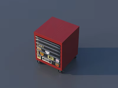 Red Hardware Tool Cabinet With Multiple Drawers And Rolling Wheels For Storage 3d model