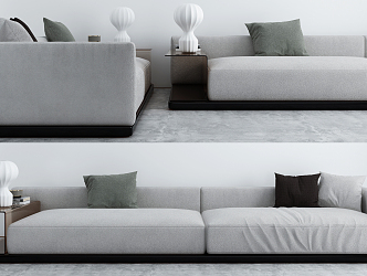 Modern double sofa multiplayer sofa 3d model