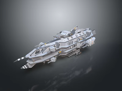 Futuristic Sci Fi Spaceship 3D Model With Armored Hull And Detailed Engines 3d model