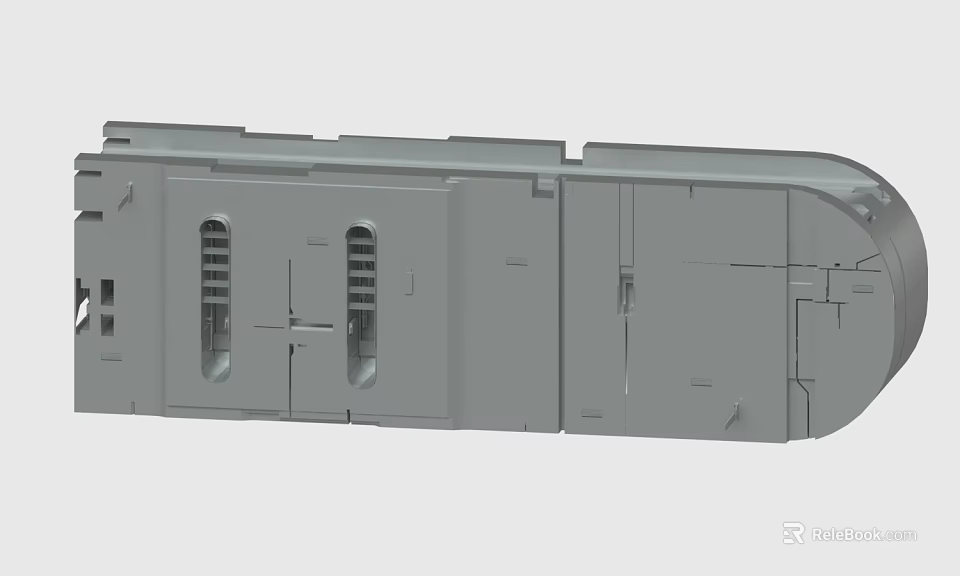 Grey Industrial Equipment Cabinet With Multiple Panels Vents And Doors 3d model 