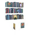 Colorful Book Spines Collection In Easy Editable Library With Various Titles