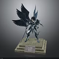 Alone Heroes Heroic Character With Blue Wings And Armor On Statue Base