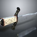 Vintage Decorative Knife with White Black Braided Handle and Shiny Silver Blade Design