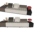 Modern Sectional Sofa with Beige Brown Tufted Design Decorative Pillows Red Vase and Candles 3d model