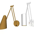 Modern Wall Lamps With Adjustable Metal Arms Gold Conical And White Cylindrical Shades