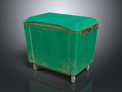 Green Household Storage Container With Lid And Wheels For Home Organization 3d model