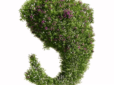 Green Grass And Purple Flowers Forming S Shaped Decorative Plant Ornamentation 3d model
