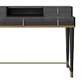Black Modern Desk With Gold Accents Sleek Legs And Functional Drawers