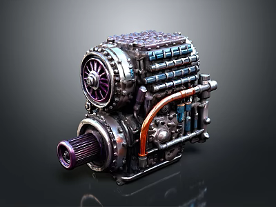 Complex Industrial Mechanical Equipment With Gear Mechanism Cylinder Array And Orange Tubes 3d model