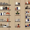 Modern Shelf Bookshelf Top Bookshelf Book Ornaments Combination 3d model
