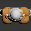 Silver And Orange Robot With Yellow Chest Pattern Glowing Eyes And Articulated Joints