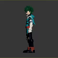 Anime Hero Character With Green Hair And Creature Inspired Costume Design Elements