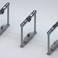 Modern Automatic Turnstiles With Transparent Barriers And Digital Displays For Access Control 3d model