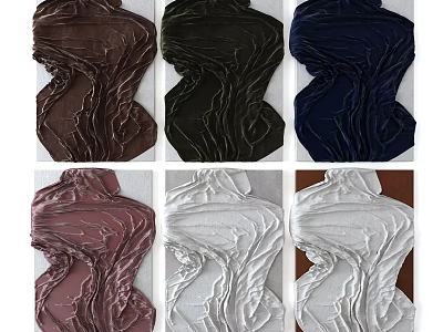 Various Colored Textured Fabric Wall Decor With Wavy Ruffled Patterns For Home 3d model