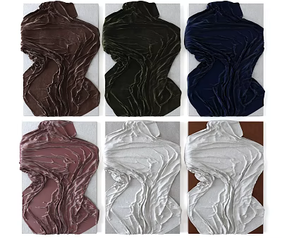 Various Colored Textured Fabric Wall Decor With Wavy Ruffled Patterns For Home 3d model