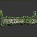 Ancient Stone Ruins Structure With Overgrown Green Moss Vegetation And Weathered Walls