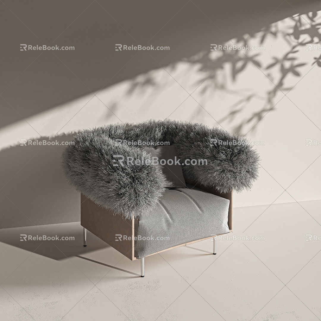 Modern Single Sofa Leisure Chair Single Chair Plush Chair 3d model