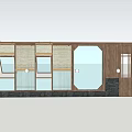 New Chinese Style Door Window Curtains With Wooden Frame And Bamboo Patterns Front Back View
