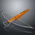 3D Rendered Modern Orange Silver Bow Weapon With Sleek Design And Bowstring
