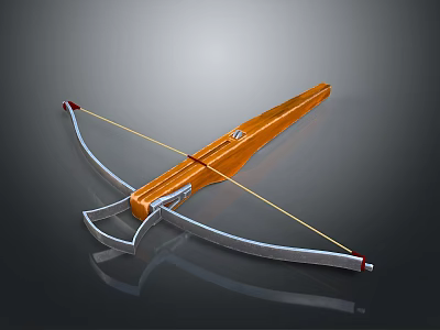3D Rendered Modern Orange Silver Bow Weapon With Sleek Design And Bowstring 3d model