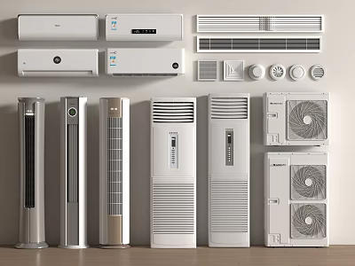 Various Air Conditioners And Fans In Different Styles For Home Cooling 3d model