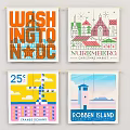Colorful Travel Souvenir Banners Featuring Washington DC Nuremberg Christmas Market Paris And Robben Island
