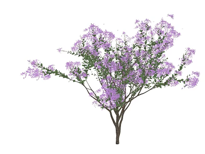 Lush Arbor With Purple Flowers Green Leaves And Branches In Bloom 3d model