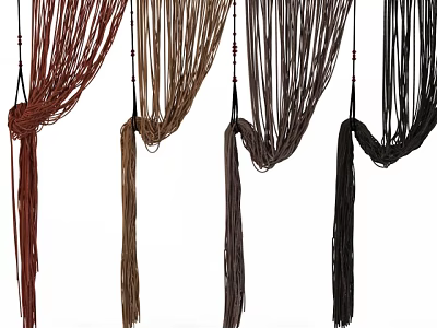 Macramé Curtains with Tassel Design in Different Colors for Home Decor 3d model