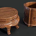 Traditional Wooden Carved Bases With Different Shapes And Decorative Patterns