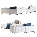 Modern Living Room Sectional Sofa With White Upholstery Brown Pillows And Soft Throw Blanket