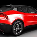 Red Modern SUV Car With Sleek Exterior Design And Black Wheels