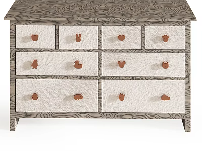 Rustic Wooden Dresser With Multiple Drawers And Carved Wooden Handles 3d model