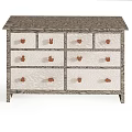 Rustic Wooden Dresser With Multiple Drawers And Carved Wooden Handles