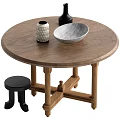 Wind dining table and chair combination 3d model