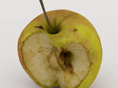 Rotten Bitten Apple With Decayed Flesh And Damaged Core On White Background 3d model