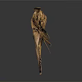 Artistic Golden Fish Skeleton Display On Dark Background With Reflection