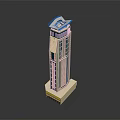 Modern Urban High Rise Building Design Featuring Glass Curtain Walls And Top Structure