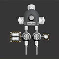 Industrial Sci-Fi Mechanical Components With Dome Topped Units Circular Elements And Warning Striped Bases 3d model