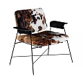 Modern Dining Chair With Faux Fur Patterned Backrest And Black Metal Frame