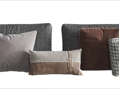 Decorative Sofa Pillows In Various Textured Fabrics And Neutral Tones For Home Decoration 3d model